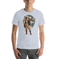 Vintage aviation pin-up T-shirt Edition 38, Light Blue front product mockup