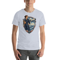 Vintage aviation pin-up T-shirt Edition 39, Light Blue front product mockup