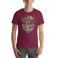 Vintage aviation pin-up T-shirt Edition 28, Maroon front product mockup