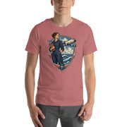 Vintage aviation pin-up T-shirt Edition 39, Mauve front product mockup
