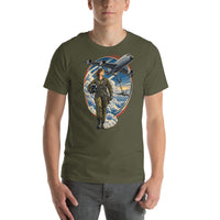 Vintage aviation pin-up T-shirt Edition 02, Military Green front product mockup