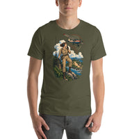 Vintage aviation pin-up T-shirt Edition 29, Military Green front product mockup