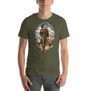 Vintage aviation pin-up T-shirt Edition 33, Military Green front product mockup