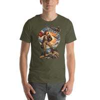 Vintage aviation pin-up T-shirt Edition 35, Military Green front product mockup