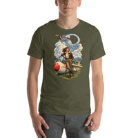 Vintage aviation pin-up T-shirt Edition 36, Military Green front product mockup