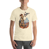 Vintage aviation pin-up T-shirt Edition 26, Natural front product mockup