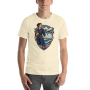 Vintage aviation pin-up T-shirt Edition 39, Natural front product mockup