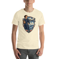 Vintage aviation pin-up T-shirt Edition 39, Natural front product mockup