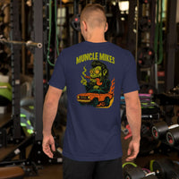 Back view of navy Monster Rods 013 unisex T-shirt
