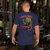 Back view of navy Monster Rods 014 unisex T-shirt