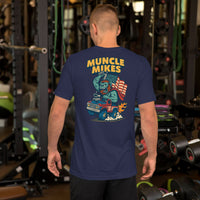 Back view of navy Monster Rods 018 unisex T-shirt