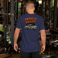 Back view of navy Bombs Away Gasser unisex T-shirt