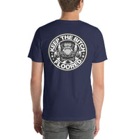 Back view of navy Keep It Floored unisex T-shirt