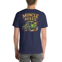 Back view of navy Rat Rod Truck 002 unisex T-shirt