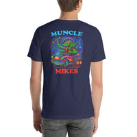 Back view of navy Monster Rods 019 unisex T-shirt