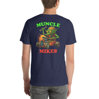 Back view of navy Hot Rods and Monsters 022 unisex T-shirt
