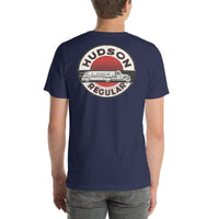 Back view of navy Hudson Gas Vintage Gas and Oil unisex T-shirt