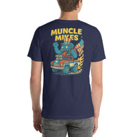 Back view of navy Monster Rods 026 unisex T-shirt