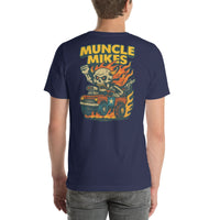 Back view of navy Monster Rods 028 unisex T-shirt