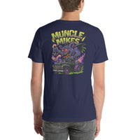 Back view of navy Monster Rods 029 unisex T-shirt