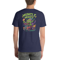 Back view of navy Monster Rods 030 unisex T-shirt