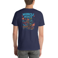Back view of navy Monster Rods 032 unisex T-shirt