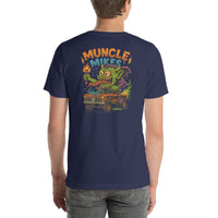 Back view of navy Monster Rods 033 unisex T-shirt