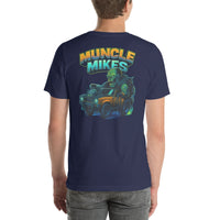 Back view of navy Monster Rods 038 unisex T-shirt
