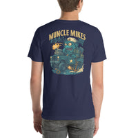 Back view of navy Monster Rods 041 unisex T-shirt