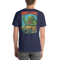 Back view of navy Monster Rods 003 unisex T-shirt