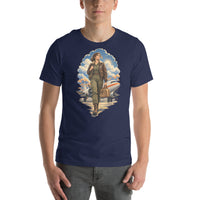 Vintage aviation pin-up T-shirt Edition 33, Navy front product mockup