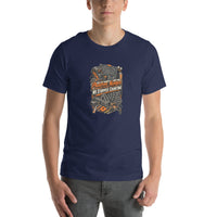 Prototype Number—We Stopped Counting garage T-shirt, Navy front mockup