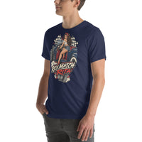 Rev Match Rita hot-rod T-shirt, Navy left front mockup