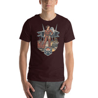 Vintage aviation pin-up T-shirt Edition 28, Oxblood Black front product mockup