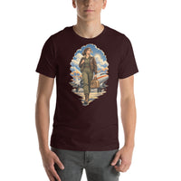 Vintage aviation pin-up T-shirt Edition 33, Oxblood Black front product mockup