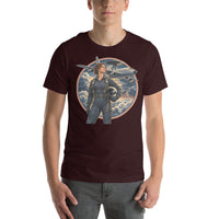 Vintage aviation pin-up T-shirt Edition 34, Oxblood Black front product mockup