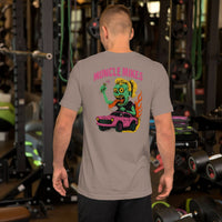 Back view of pebble Monster Rods 014 unisex T-shirt