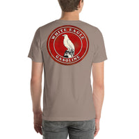 Back view of pebble White Eagle Vintage Gas and Oil unisex T-shirt