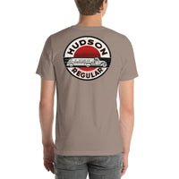 Back view of pebble Hudson Gas Vintage Gas and Oil unisex T-shirt