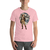 Vintage aviation pin-up T-shirt Edition 38, Pink front product mockup