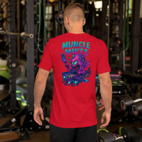 Back view of red Monster Rods 005 unisex T-shirt