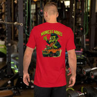 Back view of red Monster Rods 010 unisex T-shirt