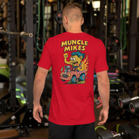 Back view of red Monster Rods 015 unisex T-shirt