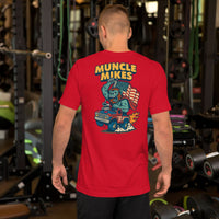 Back view of red Monster Rods 018 unisex T-shirt