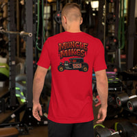 Back view of red Hot Rod 553 unisex T-shirt