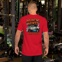 Back view of red BADMAN Wagon unisex T-shirt