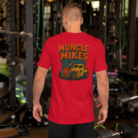 Back view of red Rat Rod Truck 001 unisex T-shirt