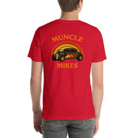 Back view of red Hot Rod 002 unisex T-shirt