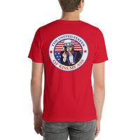 Back view of red America the Great Red, White and Blue 001 unisex T-shirt