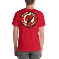 Back view of red Mohawk Gasoline Vintage Gas and Oil unisex T-shirt
